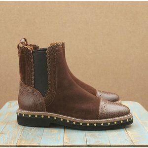 Free People Womens Atlas Chelsea Boots Size 38.5 / 8.5 Brown Leather Studded